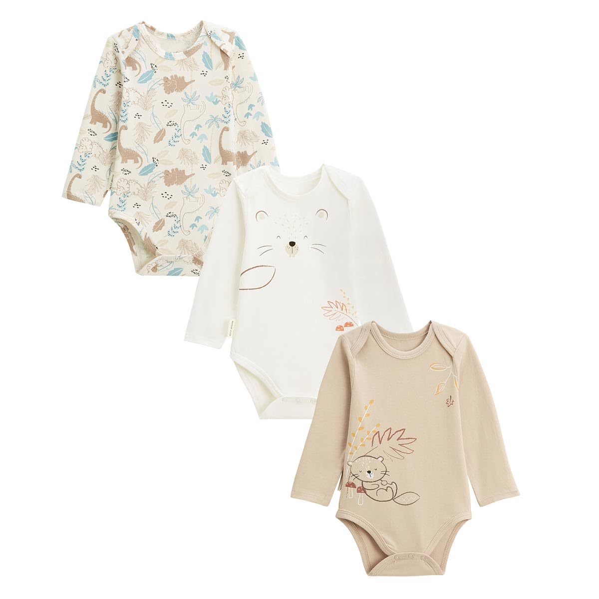 Petit Béguin - Lot de 3 Bodies bébé Manches Longues Cracotte