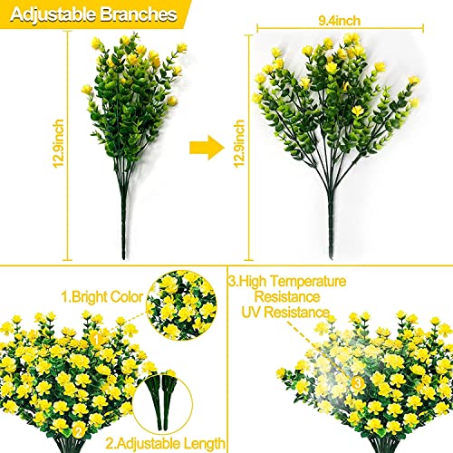 LOMOHOO 12 Bundles Artificial Flowers,4 Color Fake Flowers in Bulk,Artificial Plants Outdoor UV Resistant Plastic Shrubs for Home Garden Window Wedding Decor - Image 2