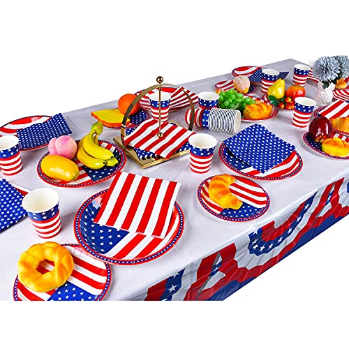 Gatherfun 4Th Of July Tablecloth Disposable Plastic Waterproof Table Cover For Veterans Day Election Day Independence Day American Flag Patriotic Party Decorations 4Pcs 54 X 108 Inch #TOP5