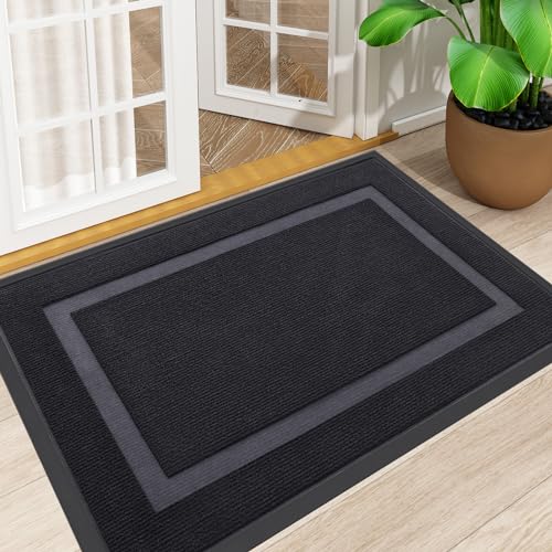 Homaxy Door Mat, Rubber Backed Non Slip Door Matts Indoor, Dirt Trapper Absorbent Mats, Washable Front Doormat Outdoor