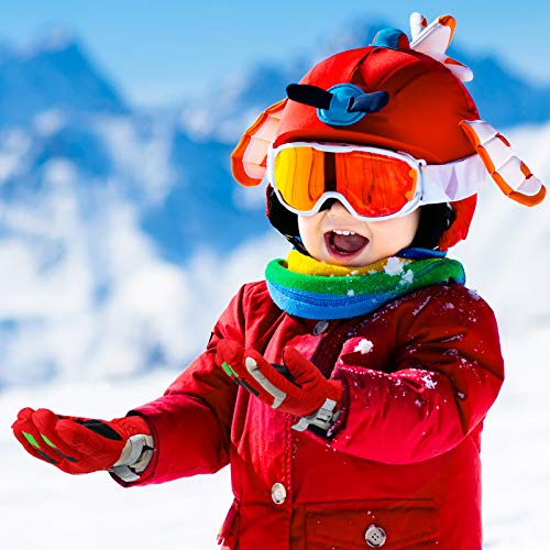 Kids Winter Ski Gloves Windproof Full Finger Snow Gloves Warm Toddler Cold Weather Sports Gloves For Boys Girls (Red, Blue, Rose Red, Purple,4 Pairs) #TOP6