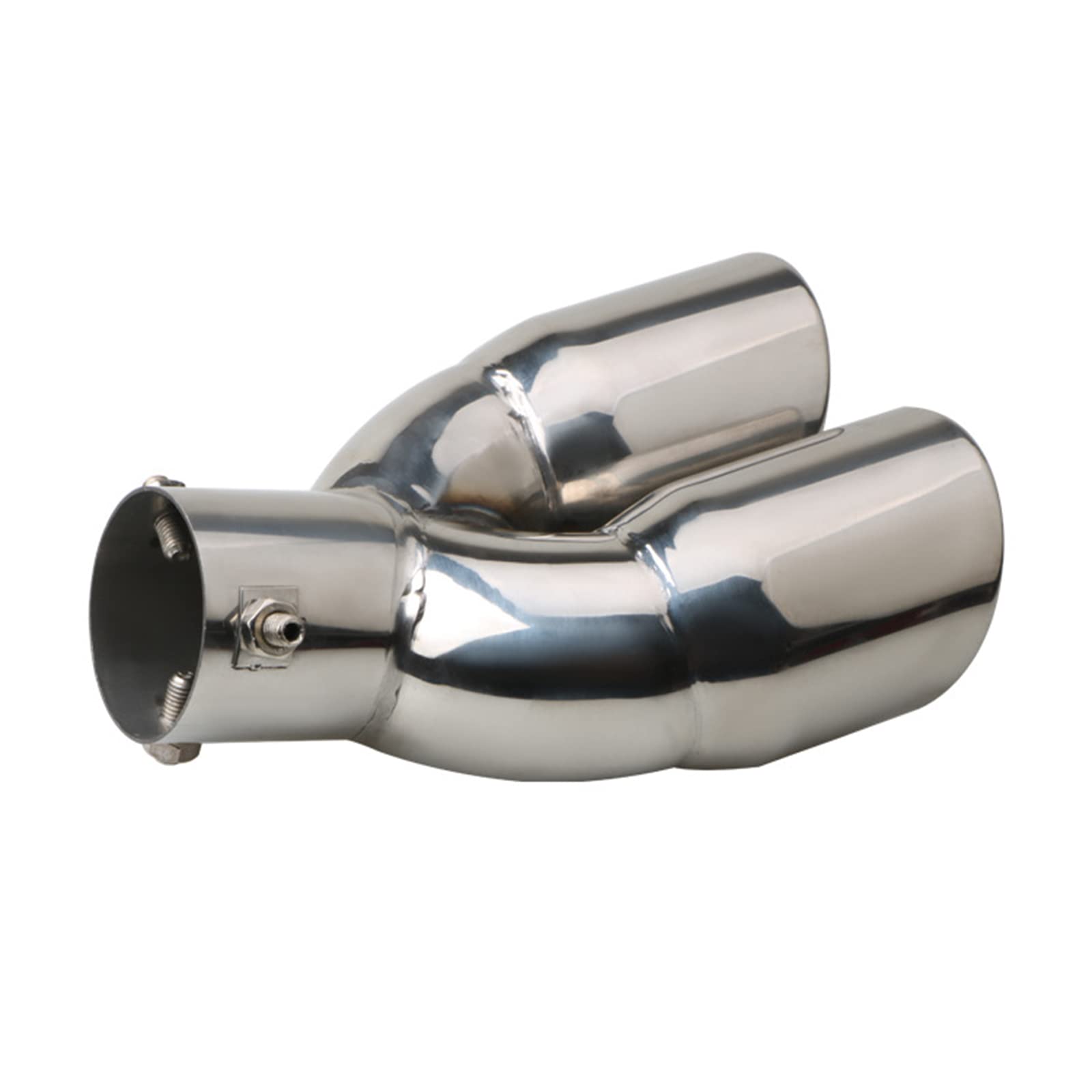 2.5" 63mm Exhaust tips Stainless Steel Car Exhaust Muffler Auto Throat Double End Silencer, Outlet 3" (Bend Silver)
