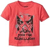 STAR WARS Boy's 2-7 Rebel Join Rebellion, Red Heather, Large