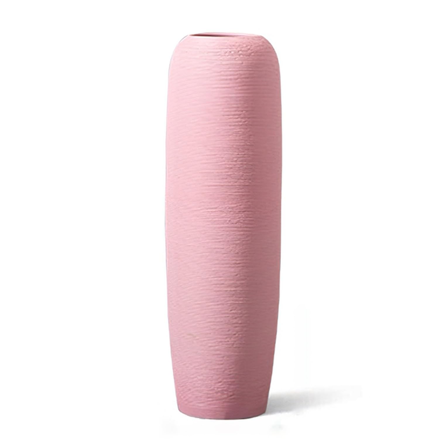 asdchZen Tall Floor Vase, 80Cm/31.4 Inches Large Floor Ceramic Vase, Sophisticated Flower Vase For Office, Home, Kitchen, Farmhouse, Living Room, Decorative Branches And Dried Flowers,Pink-20x60cm