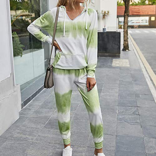 Sonline Casual Sportswear 2 Piece Women'S Top and Pants Suit Autumn Fashion Pullover Tie-Dye Hoodie Suit Women Purple S - Image 3