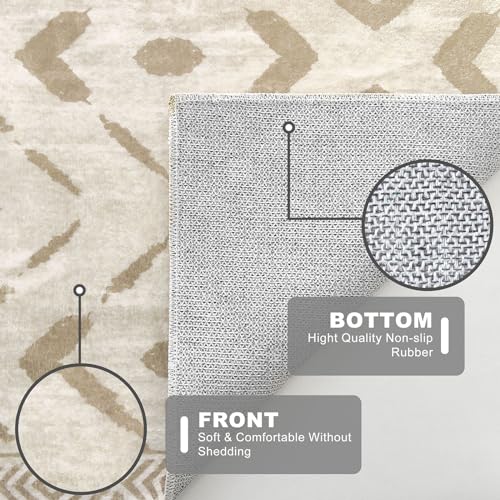 KILOCOCO Hallway Runner Rug 2x8 Runners for Hallways Printed Washable Runner Rug Non Slip Laundry Room Rugs Low-Pile Soft Runners for Bedroom Kitchen Living Room Boho Rugs, Pinkish Beige