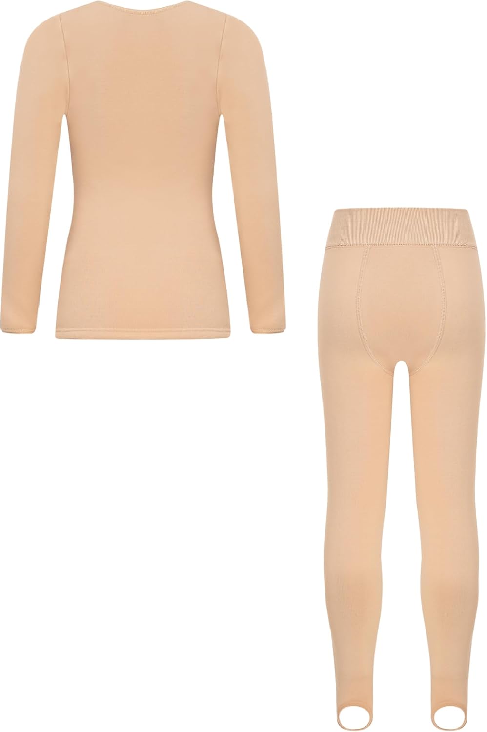 Kid Girl Thermal Underwear Set Long Johns Tops with Leggings Set Ballet Gymnastics Training Performance Dancewear