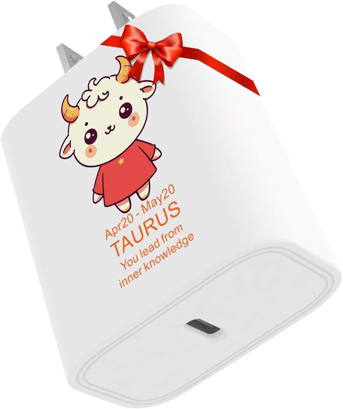 I Twelve Constellations Gifts for Boyfriend Girlfriend, Cute Cartoon Phone Charger 30W USB-C Power Adapter - PD Fast Typer C Wall Charger for iPhone 15 Plus Pro Max, Galaxy, Pixel, iPad (Taurus)