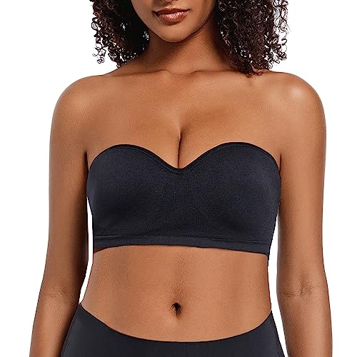 Kkp Women's Seamless Underwire Strapless Convertible Bralette Bra With Invisible Straps Bra Brassiere Black #TOP13