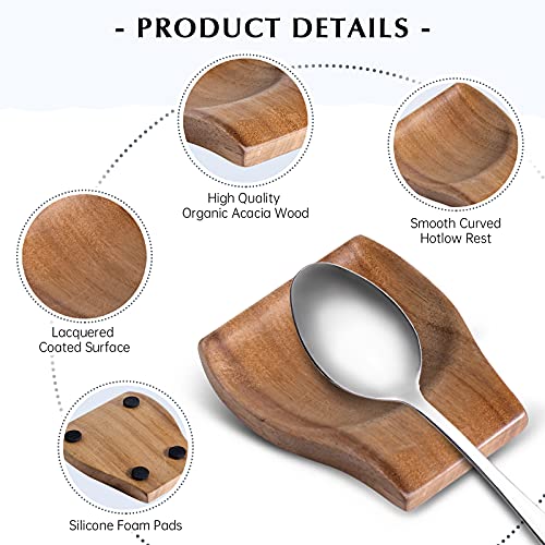 Wood Spoon Rests For Kitchen Counter - Cooking Spoon Holder For Stove Top, Modern Coffee Spoon Rest, 2 Pcs Spatula Rest Holder #TOP1