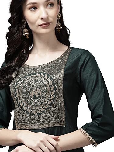 Image of INDO ERA Women's Yoke Design Polyester Calf Length Straight Kurta(KT9GN2752)