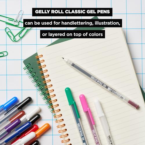SAKURA Gelly Roll Classic Gel Pens, Opaque White Ink, Ass't Tips 05/08/10, 6 PK 57461