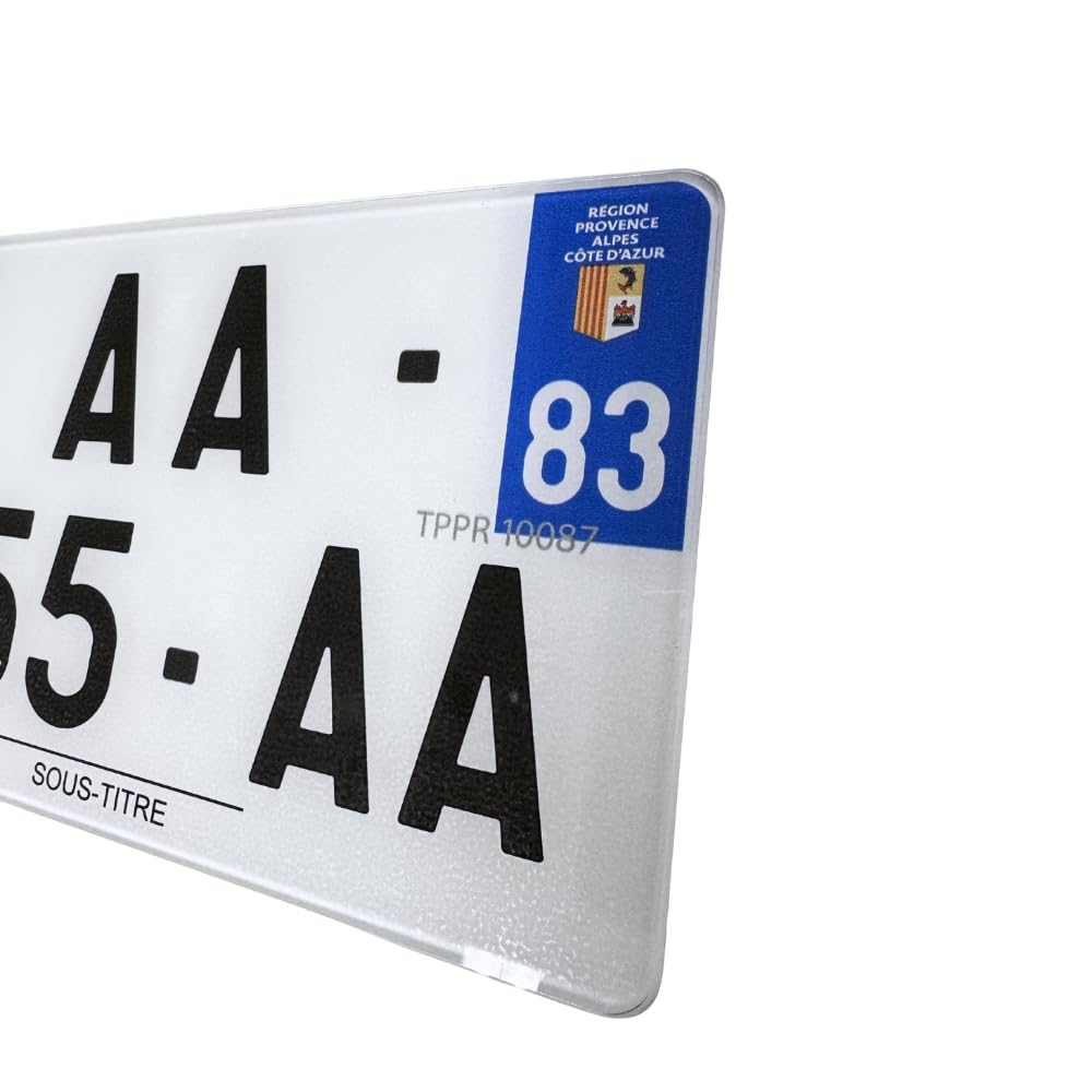 Plaque immatriculation homologuée plexiglas 210x130 mm – Moto – Made in France