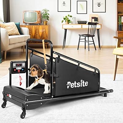 PETSITE Small Dog Treadmill, Pet Running Machine for Indoor Exercise with 1.4 Inch LCD Screen and Remote Control, 200 LBS Capacity