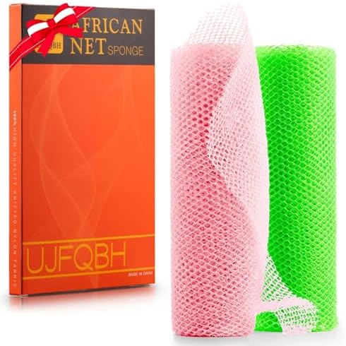Bath Sponges 2-Pack African Net Sponges - Long Exfoliating Body Scrubber Stretches To 63 Inches Bath Sponges For Shower