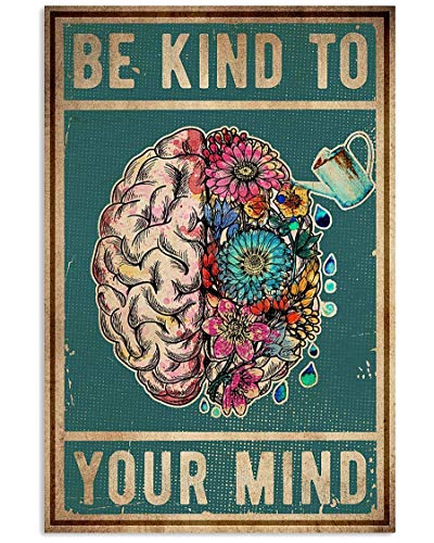 Biopracess Poster Mental Be Kind To Your Mind - Décoration murale vintage - 20,3 x 30,5 cm