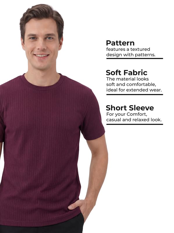 Image of Poly Cotton Frill Round Neck T-Shirt for Men | |
