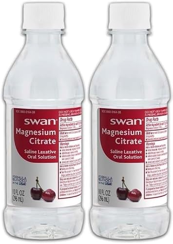 Swan Magnesium Citrate Oral 10 oz/ea Solution Cherry Flavor 2 Pack (20oz Total)