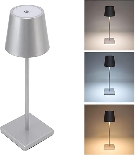 Miniatura 6 de TOPINCN , Alto brillo LED táctil regulable moderno simple, recargable inalámbrico para restaurante bar (plata)