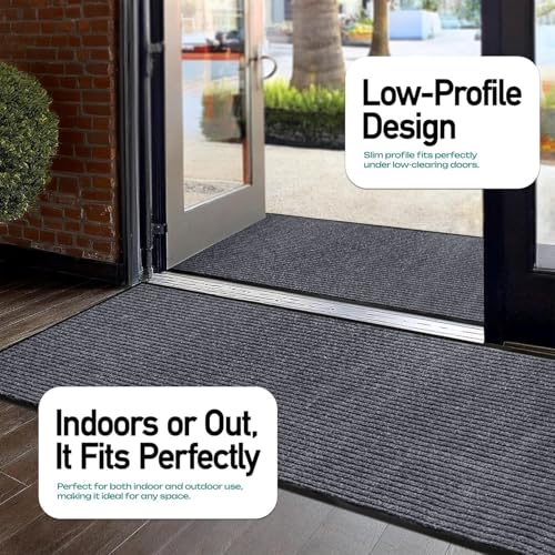 Image of MaxMat 4-Pack Extra Large 3x5 Ft Heavy Duty Door Mats - Tough Rubber Backing, Traps Mud, Dirt & Water, Low-Profile, Easy to Clean - Ideal for Front Door, Back Door, Garage & Mudroom (Grey)