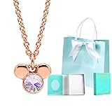 [famileyell] ファミリエール【ギフトセット付き】 Disney ディズニー ネックレス スワロフスキー 24金 仕上げ 金属アレルギー対応 プチミッキー ペンダント (ピンクゴールドオーロラ) [並行輸入品]