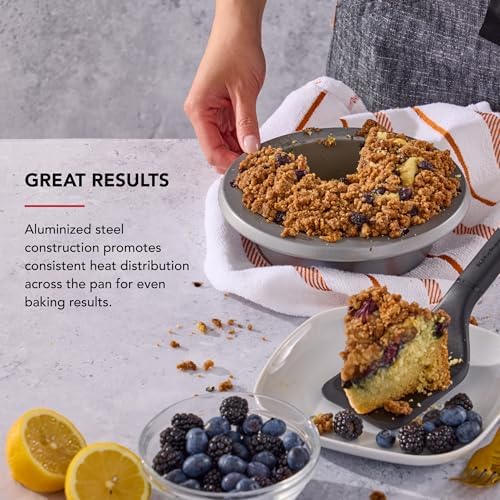 KitchenAid Nonstick Swiss Engineered Aluminized Steel Round Cake Pan, Dishwasher Safe, 9 Inch, Contour Silver - Thumbnail 2