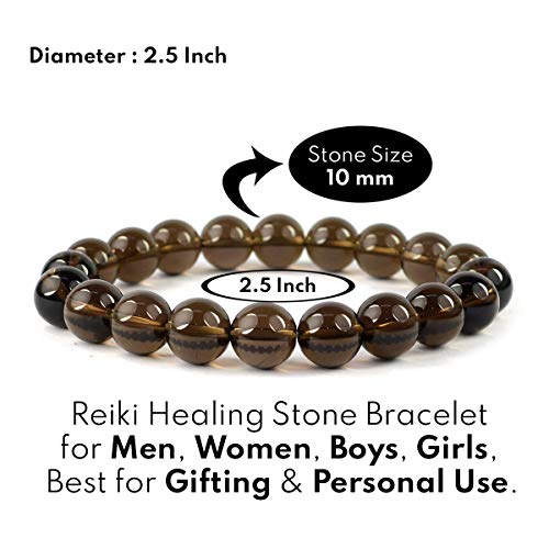 Image of Reiki Crystal Products Certified Natural Crystal Stone Round 10 mm Beads Bracelet for Men & Women | Reiki Charged Gemstone Jewellery Bracelet | Multiple Stone Variants Available