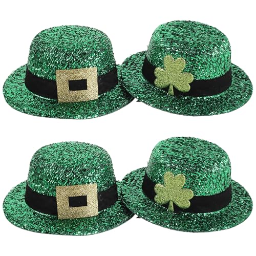 Épingles Saint Patrick x4 : barrettes trèfle vert à paillettes pour soirée irlandaise réussie