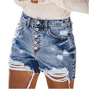 WWricotta Pantacourt Femme Jean – Short en Jean en DéTresse Jean Boyfriend Femme Stretch Short ÉTé Pantalon Court en Jean Jean De Plage Short De Bodybuilding De Loisirs