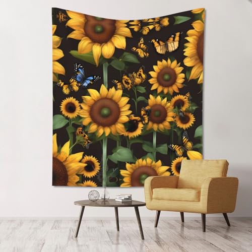 Tapisserie murale tournesol PULaif deco interieur salon grand tissu suspendu 152x129