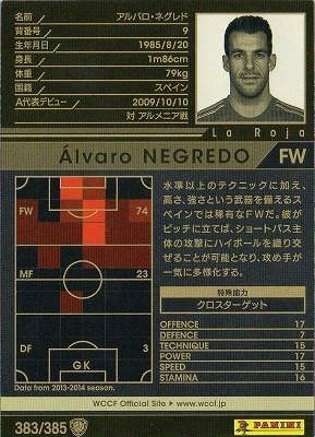 Amazon.co.jp: WCCF/13-14/383/スペイン代表/アルバロ・ネグレド