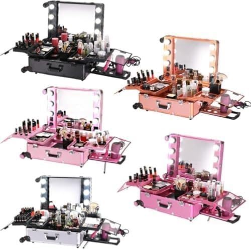 Miniatura 6 de Maletín De Maquillaje Con Ruedas, Caja De Luz, Estuche De Maquillaje Profesional Con Ruedas, Estuche De Herramientas De Maquillaje De Gran Capacidad