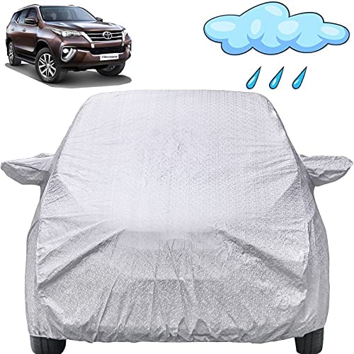 Image of Autofact Waterproof Car Body Cover Compatible with Toyota Fortuner New (2016 to 2021) with Mirror Pockets (Shinning Silver).