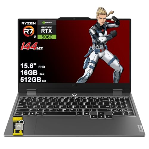 Image of Lenovo LOQ Gaming AI Laptop 15.6 inch FHD IPS 144Hz (100% sRGB G-SYNC) AMD Octa-core Ryzen 7 250 16GB RAM 512GB SSD GeForce RTX 5060 DLSS4 (572 AI Tops) Backlit Nahimic 5MP Privacy Camera Win11 ICP Hub