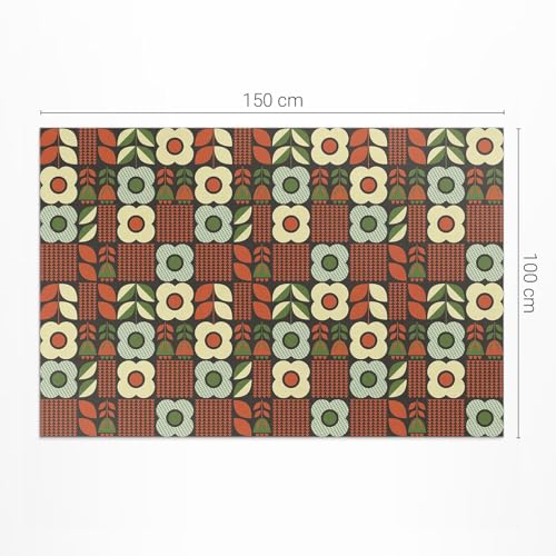 Tapis de sol vinyle 100x150 fleurs folkloriques pour extérieur