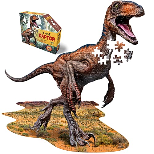 Madd CAPP 884016 Shape Puzzle Junior Contour Velociraptor 100 pièces pour Adultes et Enfants Marron