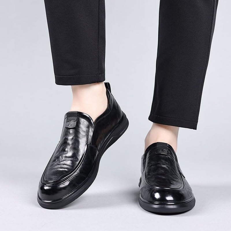 Men's Casual Slip On Shoes Soft Loafers for Men Lightweight Driving Boat Shoe Toe Uniform Dress and Work Shoes Resistant Water Resistant Black(6)4