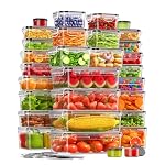 60 PCS Food Storage Containers with Lids, BPA-Free Plastic Food Containers for Kitchen Storage, Leak Proof, Reusable Meal Prep Containers with Labels & Pen