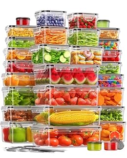 KEMETHY 60 PCS Food Storage Containers with Lids, Plastic Food Containers