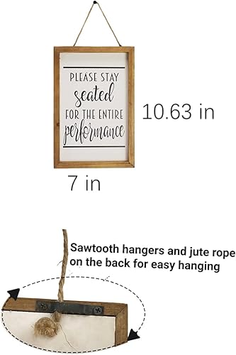 Miniatura 3 de Decoración de pared de baño de granja, divertido letrero artístico de pared de baño con texto en inglés Please Stay Seated, 10.63 x 7 x 1 pulgadas,