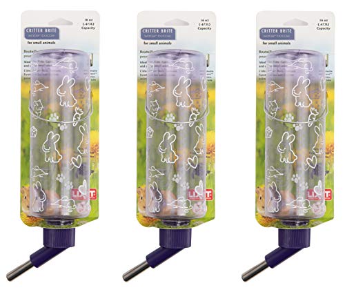 Lixit Translucent Purple Water Bottles for Rabbits, Ferrets, Guniea Pigs, Rats, Mice, Hamsters and Other Small Animals. (16oz Pack of 3)