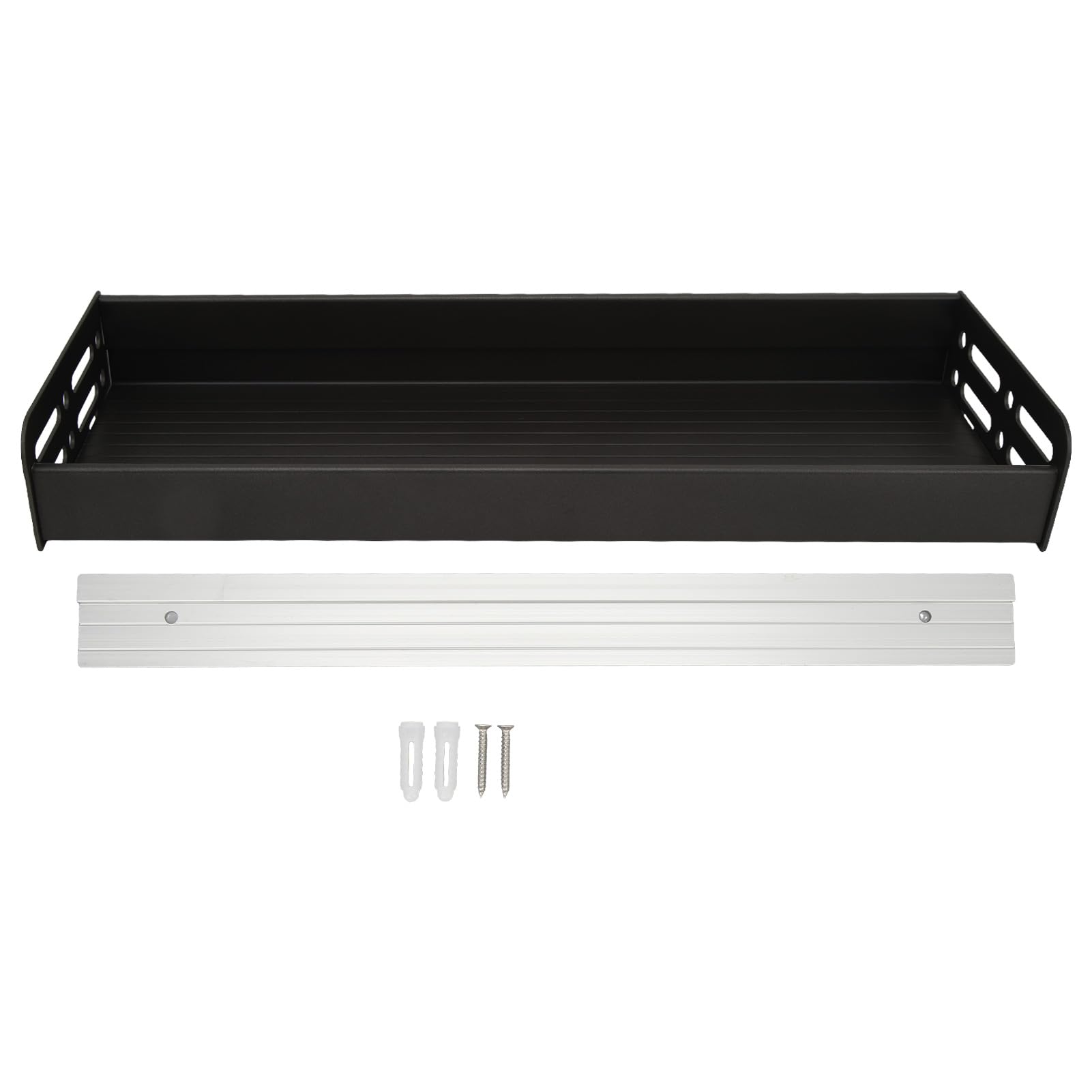 Wall Mount Seasoning Organizer, Rack Organizer with Detachable Shower Shelves, Multifunctional Storage Rack for Bathroom Kitchen Bedroom, Rustproof Space Aluminum Design for (Black)