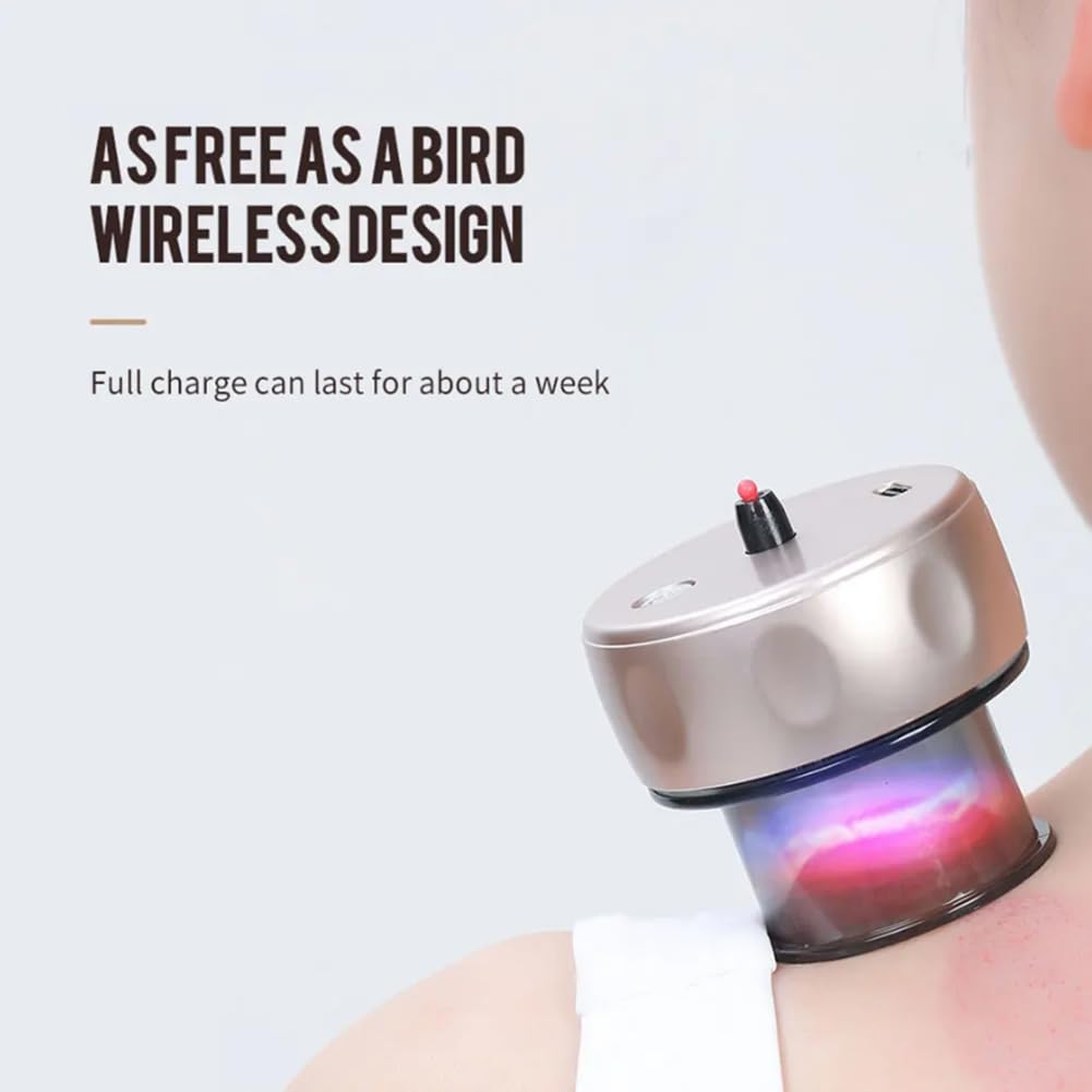 Massaggiatore a coppettazione sottovuoto – Set di terapia elettrica intelligente per coppettazione, luce rossa e blu, 12 livelli di aspirazione, sollievo dalla pressione con un clic, riduce il dolore