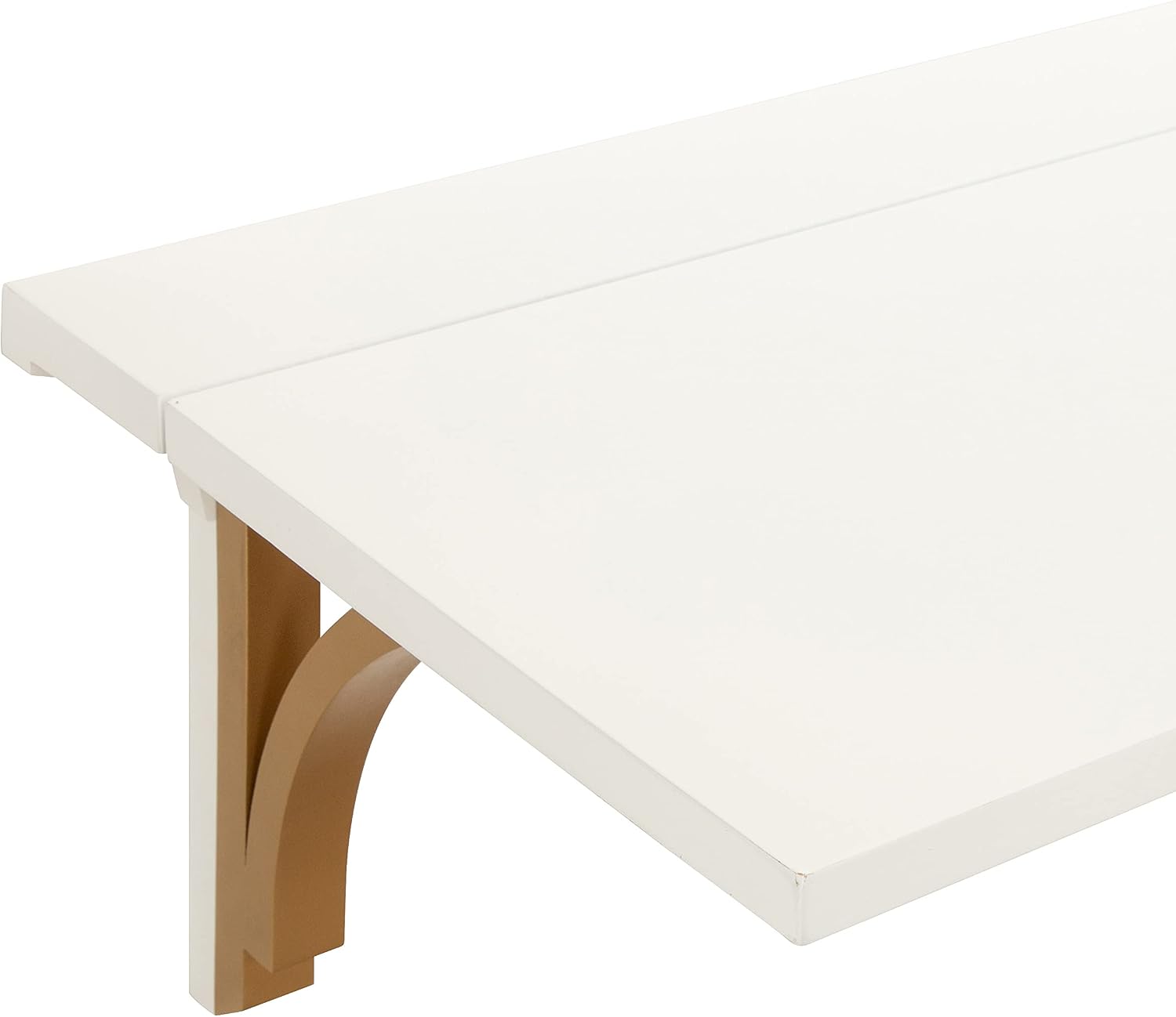 Kate and Laurel Corblynd Wall Mounted Floating Desk, 30 x 16 x 16, White and Gold, Wall Hanging Wall Desk for Storage, Work, and Display