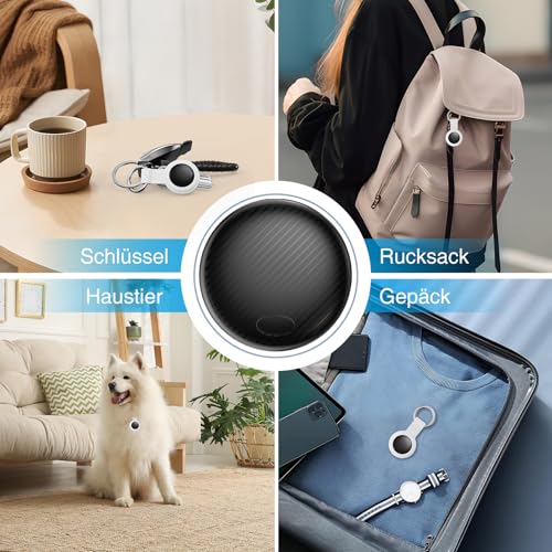 GPS Tracker - 2er Pack Smart Tracker Tags mit Apple Wo ist? (iOS NUR) mit Schutzhülle, Wasserdichter Gegenstandssucher, 100 dB Lautstärke, Bluetooth-Schlüsselfinder für Gepäck, Koffer