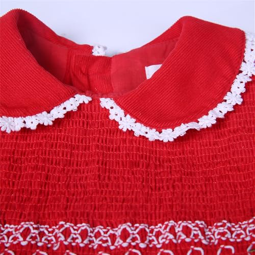 Vestidos niña para fotos familiares de Navidad con manga burbuja 4