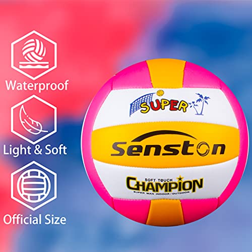 Senston Soft Official Beach Volleyball - Pink Waterproof Indoor/Outdoor Size 5 Ball For Beach Play,Game,Gym,Training #TOP1