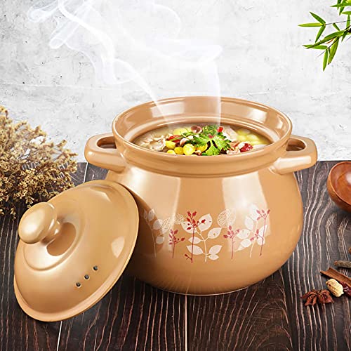 Auflauftopf Terrakotta-Kochtopf Mit Deckel, Antihaftbeschichteter Keramiksuppe Eintopf Kratzfester Dampfgarauflauf,Gelb,5.7L Cover