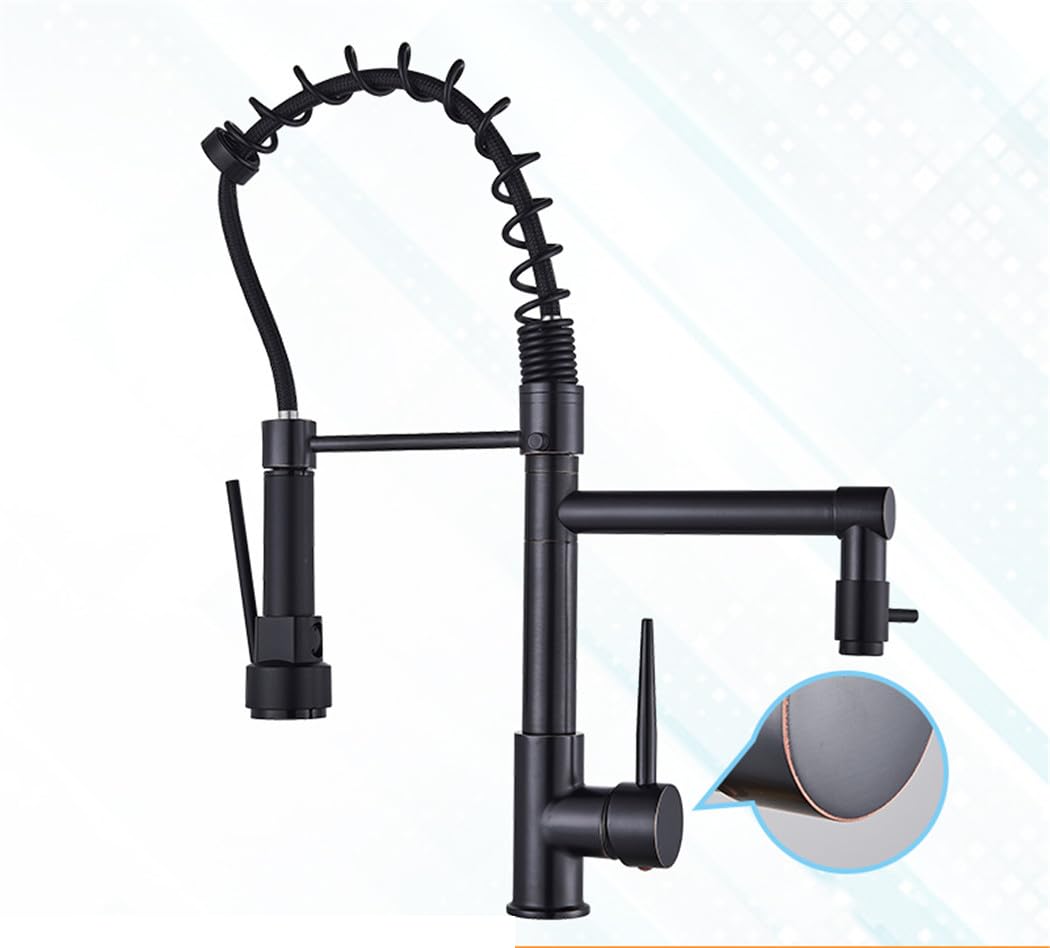 Robinet de cuisine en bronze rotatif avec douchette extractible pour évier
