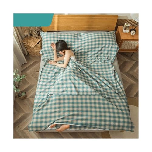 RUZGAR Plaid Sleeping Bag Liner Single Double Travel and Camping Sheet Lightweight Compact and Portable Adult Sleeping Bag for Traveling Hostels(Green,80x210cm-31x82)